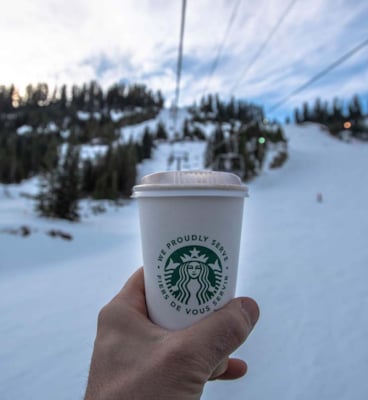 stabucks coffee with chairlift behind