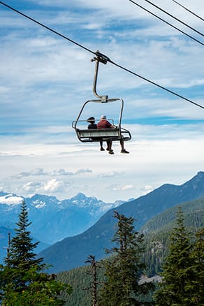 couple on chairlift in the summer